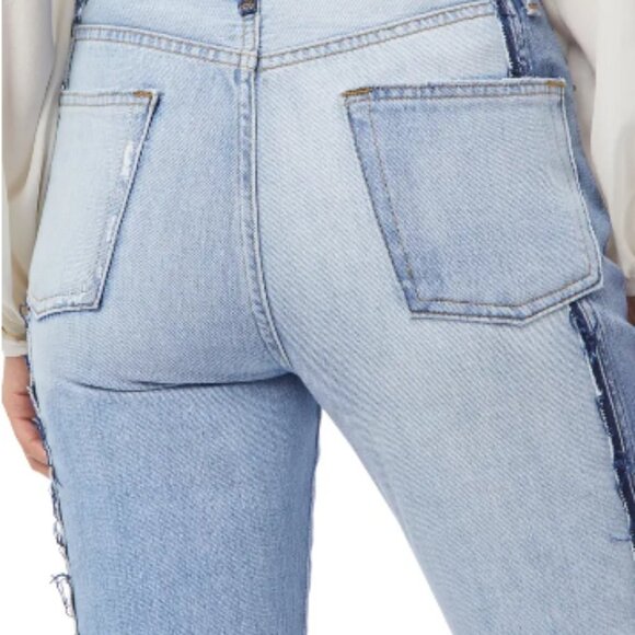 NWT Frame denim contrasting denim patch high rise jeans, 24 - Picture 4 of 6